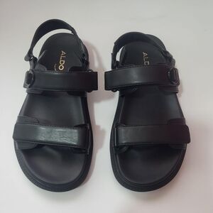 Aldo Black Sandals Minimalist Design Velcro Straps